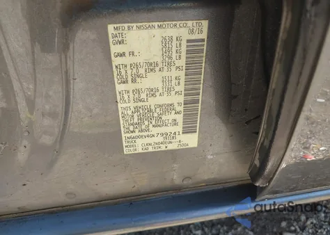 2016 Nissan Frontier Sv from USA, damaged, VIN 1N6AD0EV4GN799241